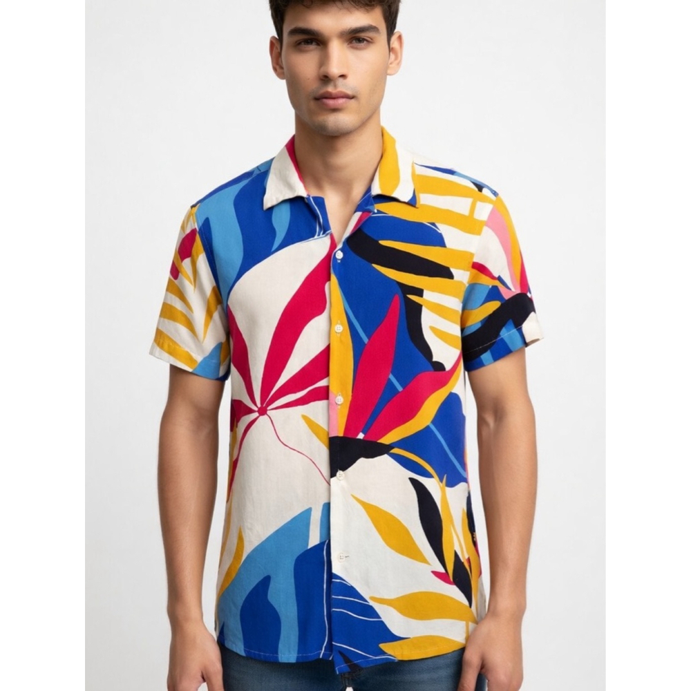 Men's Express tropical colorful button up sz S